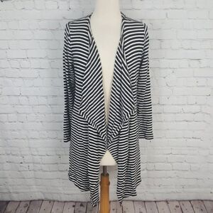 SOMA Open Front Wrap Top Duster Striped Black White Modal M